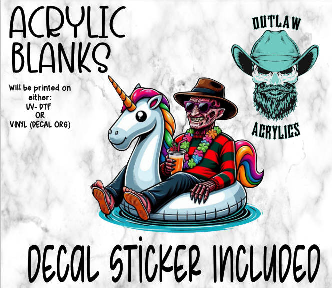 Floating Unicorn Freddy Summer Acrylic & Decal Set
