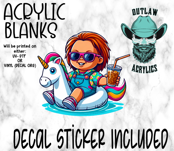 Floating Unicorn Chucky Summer Acrylic & Decal Set