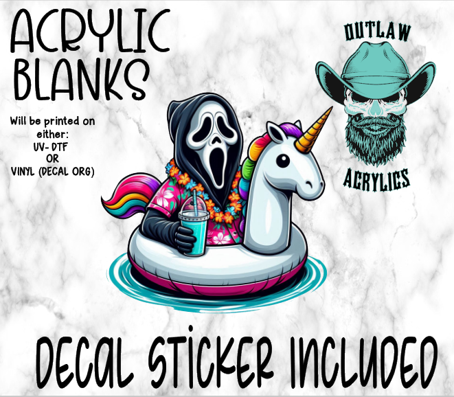 Floating Unicorn Scream Summer Acrylic & Decal Set