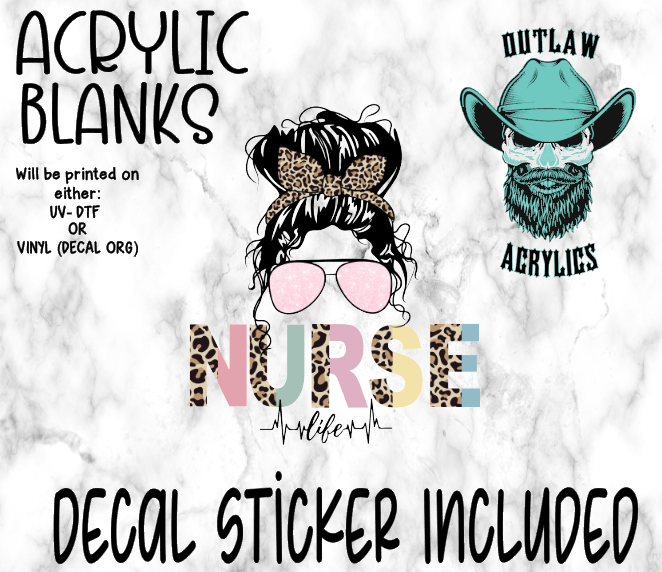 Leopard Pastel Nurse Life Acrylic & Decal Set