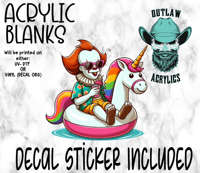 Floating Unicorn Pennywise Summer Acrylic & Decal Set