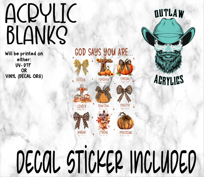 God Says Acrylic & Decal Set