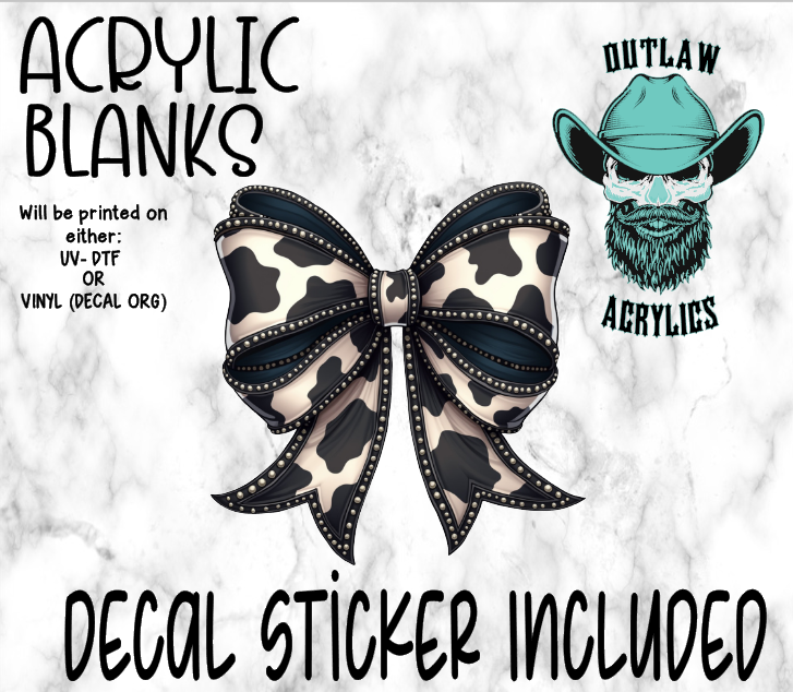 Black Cow Bow Coquette Acrylic & Decal Set