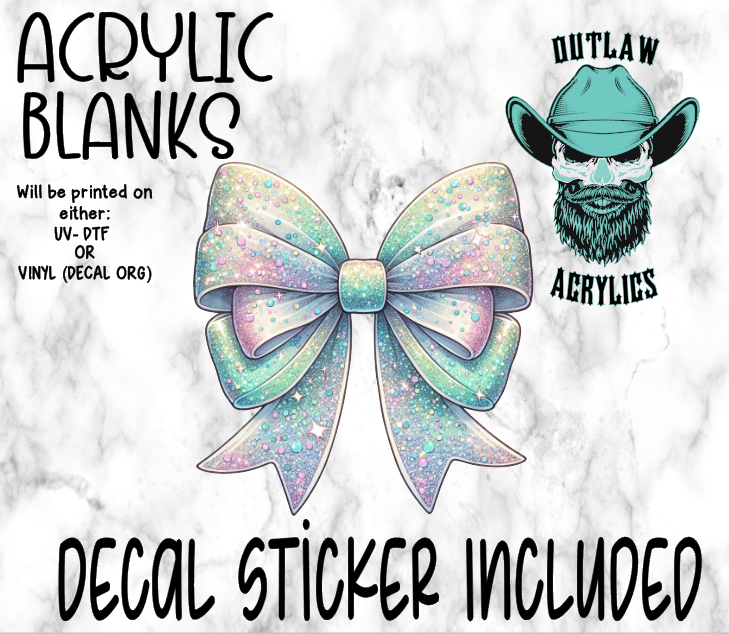 Pastel Glitter Bow Coquette Acrylic & Decal Set