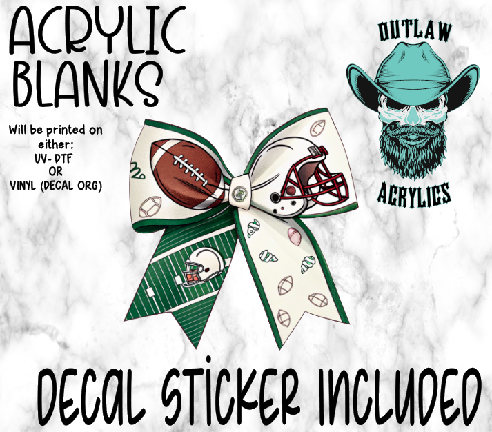 Football Coquette Bow Acrylic & Decal Set
