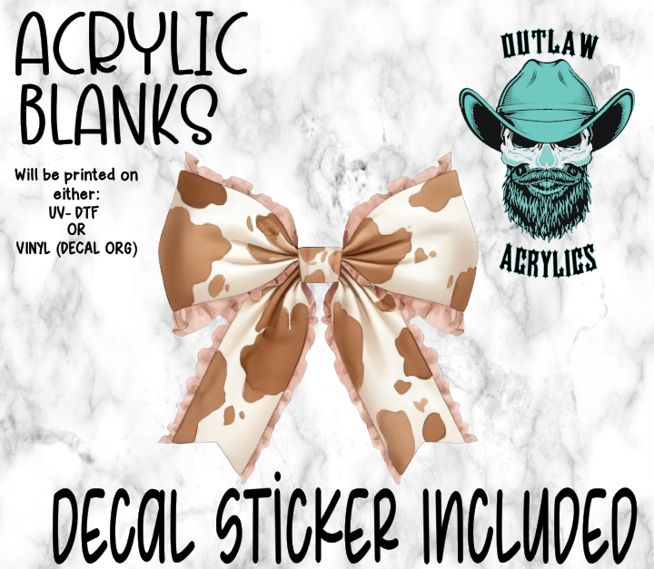 Western Pink Bow Coquette Acrylic & Decal Set