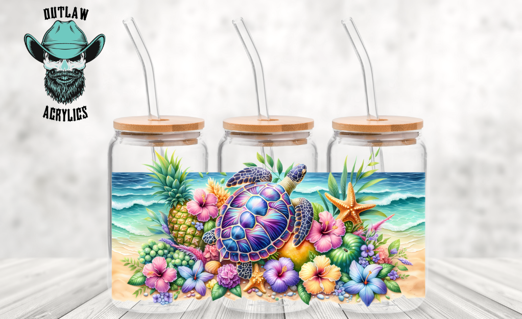 Colorful Flower & Beach Turtle Wrap