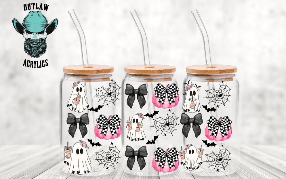 Pink & Black Halloween Ghost Wrap
