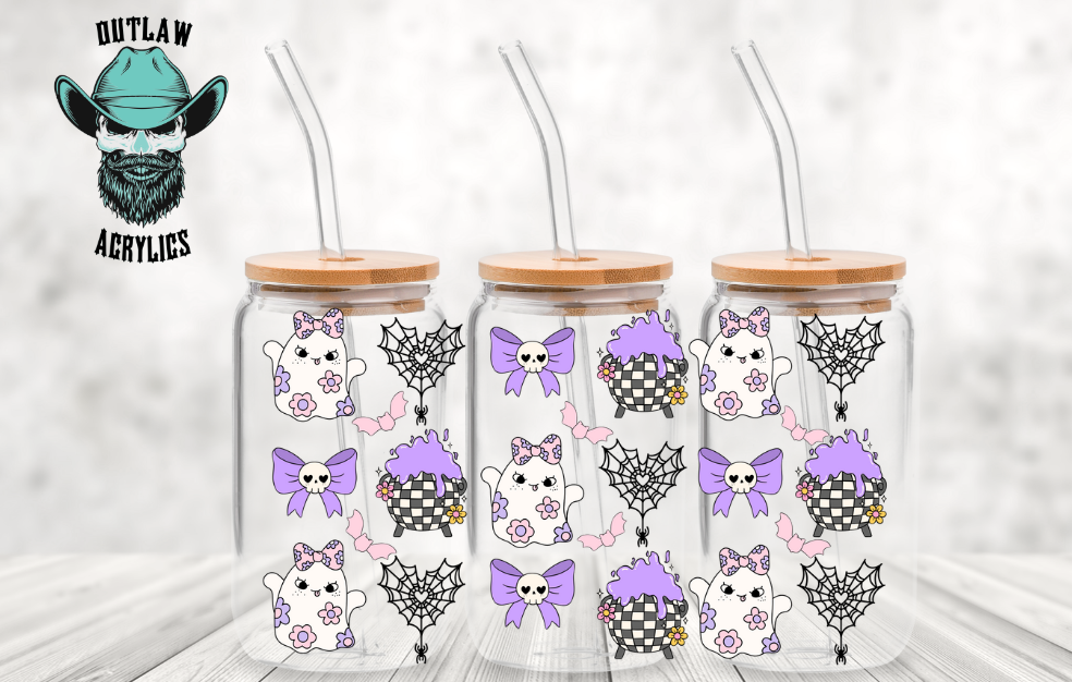 Purple Bow Cauldron Ghost Halloween Wrap