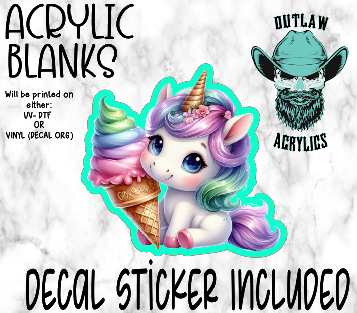 Unicorn Ice Cream Acrylic & Decal Set