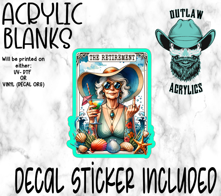 The Retirement Tarot Card Acrylic & Decal Set
