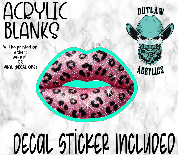 Leopard Glitter Lips Acrylic & Decal Set