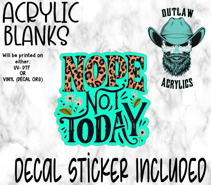 Nope Not Today Acrylic & Decal Set