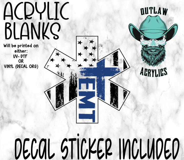 Medical Symbol EMT Flag Acrylic & Decal Set