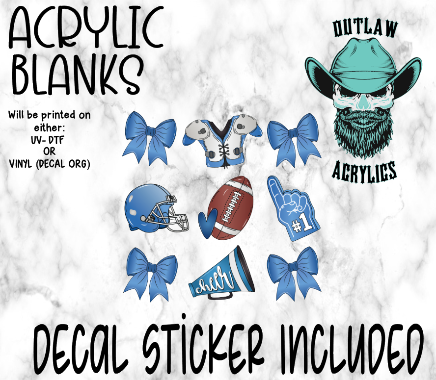 Blue Football Style Acrylic & Decal Set