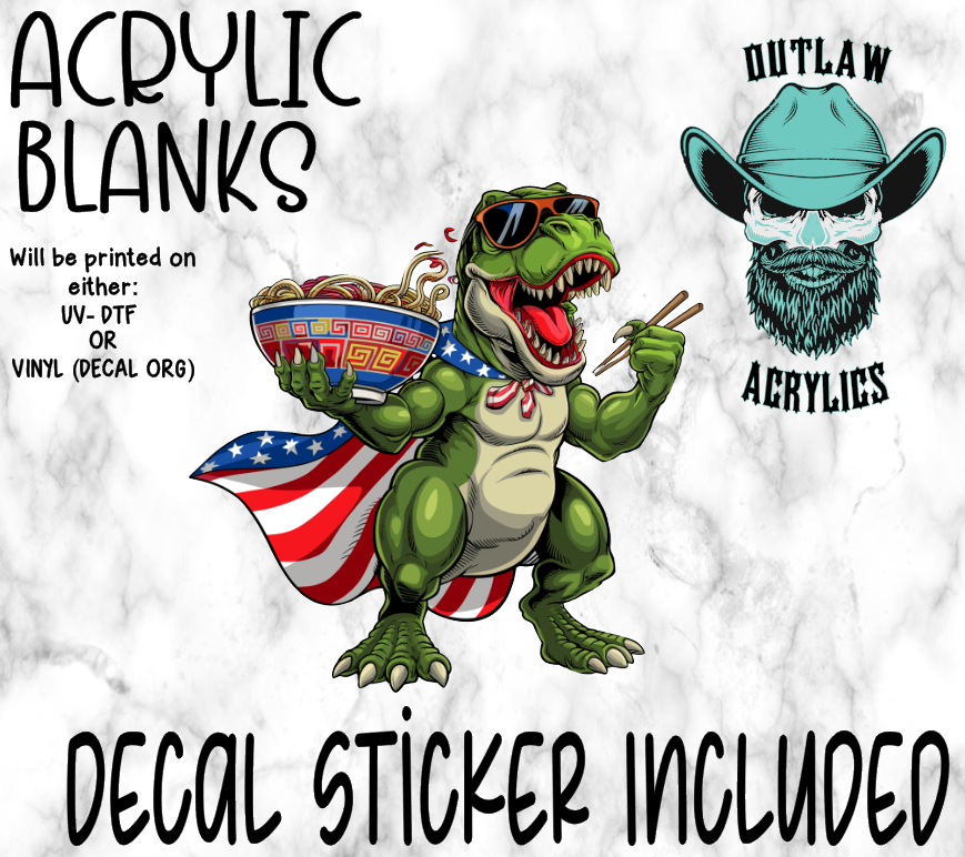 T-Rex Ramen Flag Acrylic & Decal Set