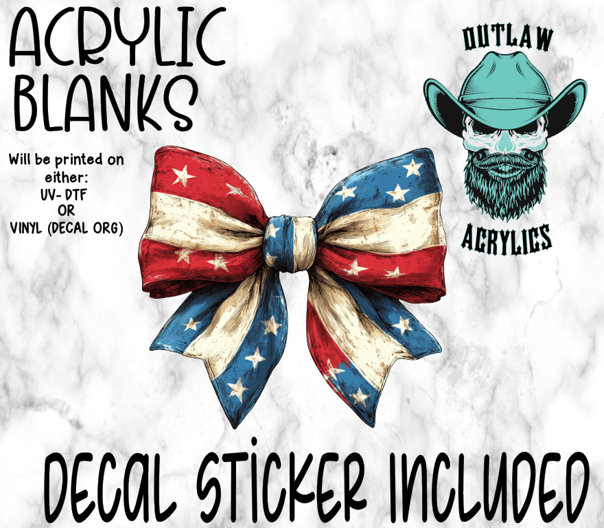 4th Of July Bow Acrylic & Decal Set