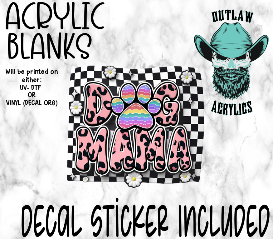 Dog Mama Checkered Leopard Acrylic & Decal Set