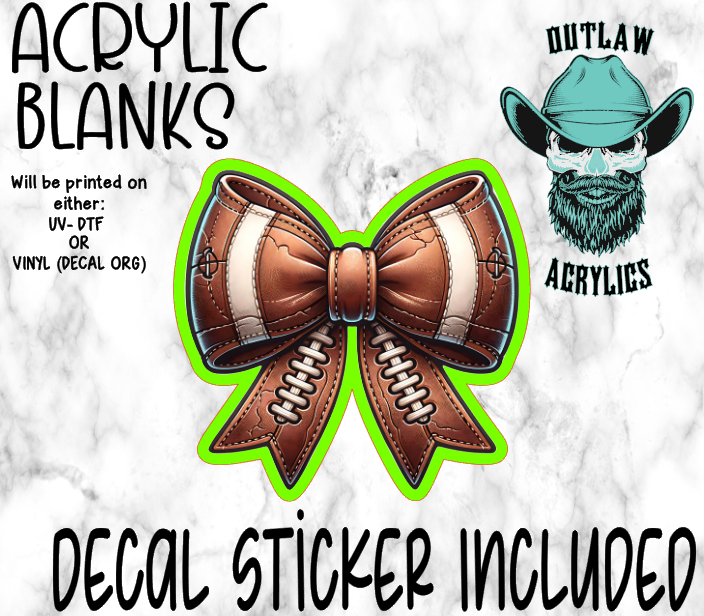 Leather Football Bow Acrylic & Decal Set