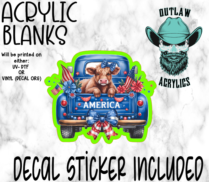 Blue Truck Rear Patriotic Highland Acrylic & Decal Set