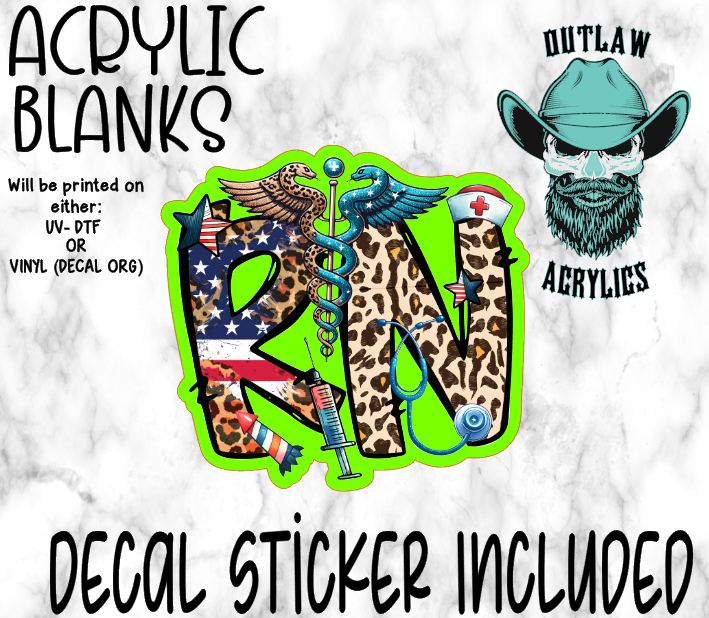 Patriotic Leopard RN Acrylic & Decal Set