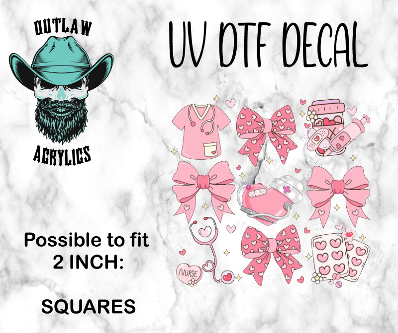 Pink Nurse Hearts Decal/Transfer