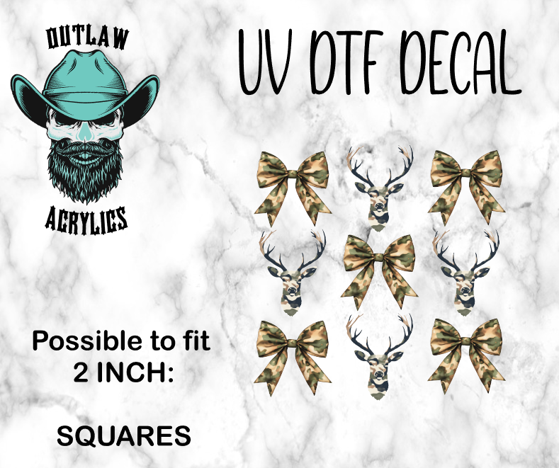Camo Deer Croquette Bow Decal/Transfer
