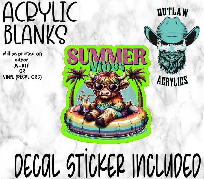 Summer Vibes Highland Acrylic & Decal Set