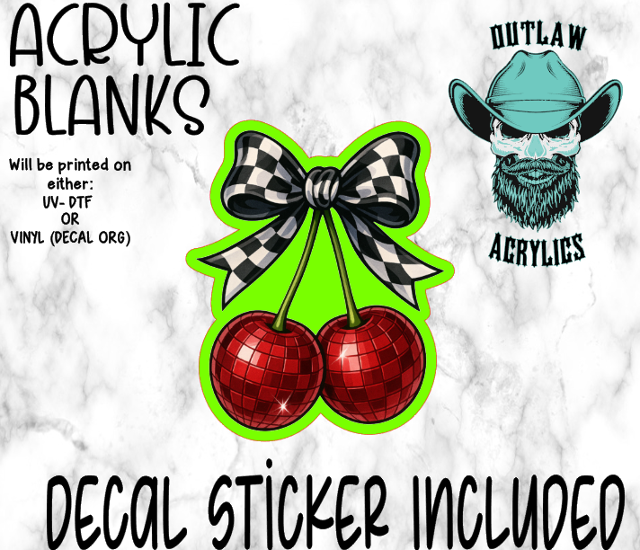 Checkered Bow Disco Cherry Acrylic & Decal Set