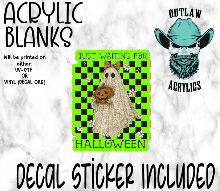 Just Waiting For Halloween Checkered Acrylic & Decal Set