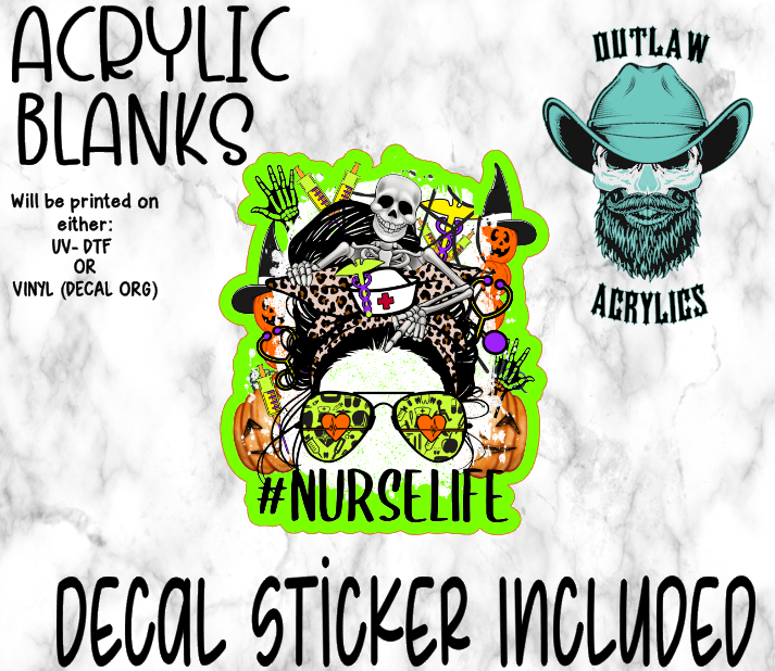 Halloween Nurse Life Acrylic & Decal Set