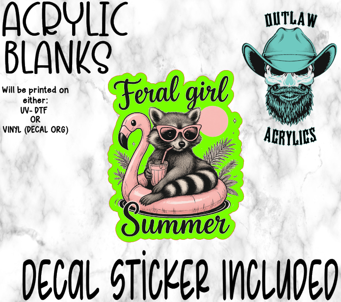 Feral Girl Summer Coon Unicorn Acrylic & Decal Set