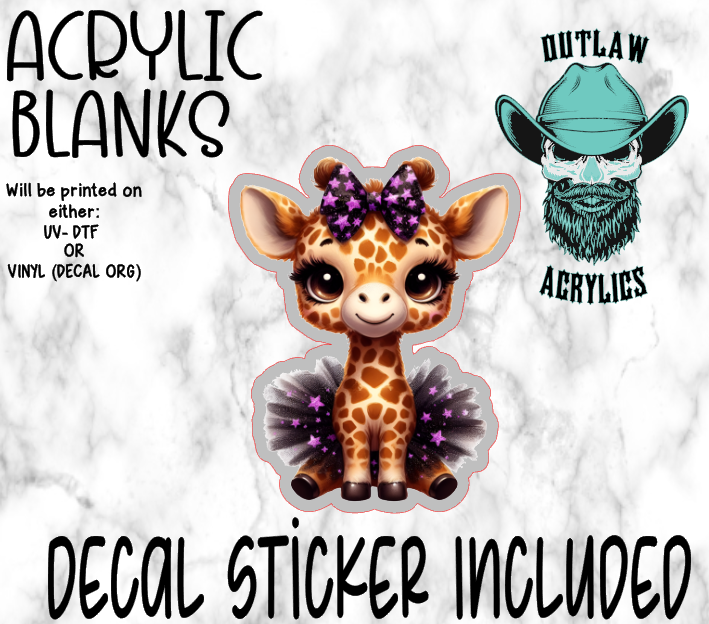 TuTu Giraffe Acrylic & Decal Set