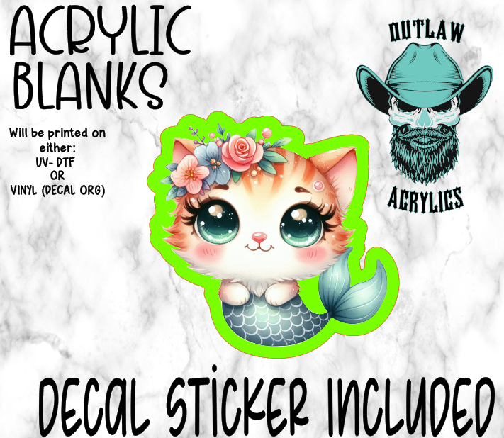 Mermaid Cat Acrylic & Decal Set