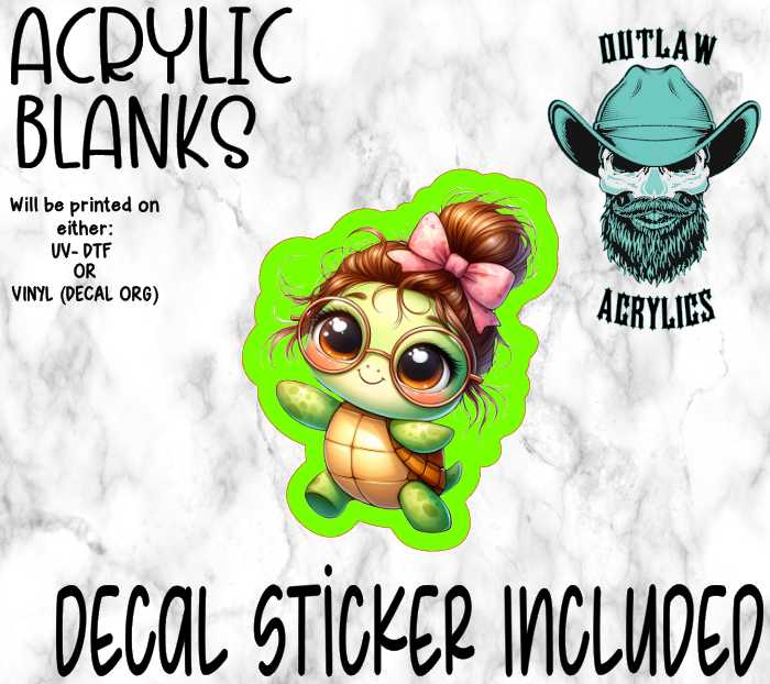 Turtle Girl High Bun Acrylic & Decal Set