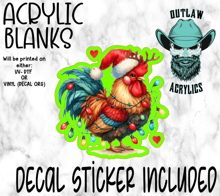 Rooster Christmas Acrylic & Decal Set
