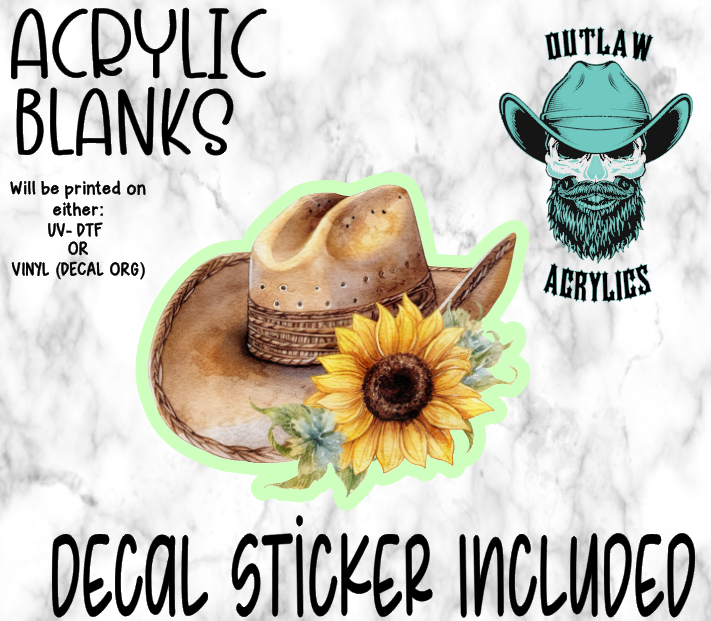 Cowboy Hat Sunflower Acrylic & Decal Set