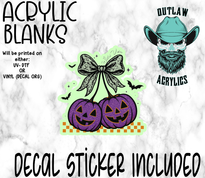 Purple Pumpkin Coquette Style Acrylic & Decal Set