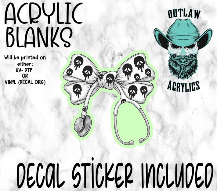 White Black Skull Nurse Bow Scope Acrylic & Decal Set