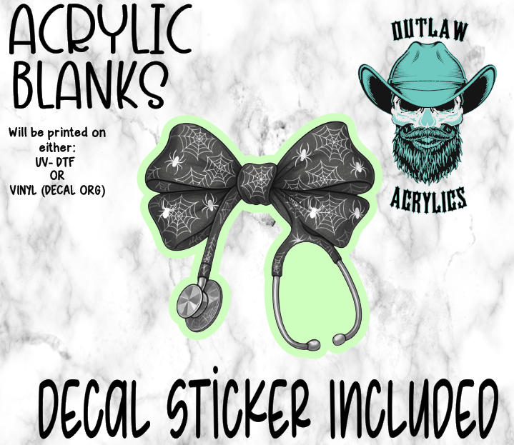 Black White Spider Web Nurse Bow Scope Acrylic & Decal Set