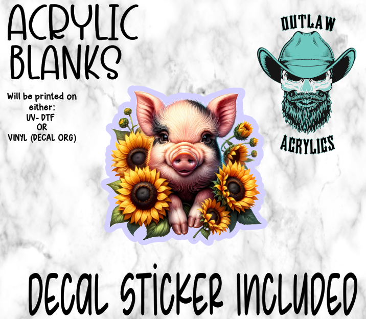 Pig Sunflower Acrylic & Decal Set