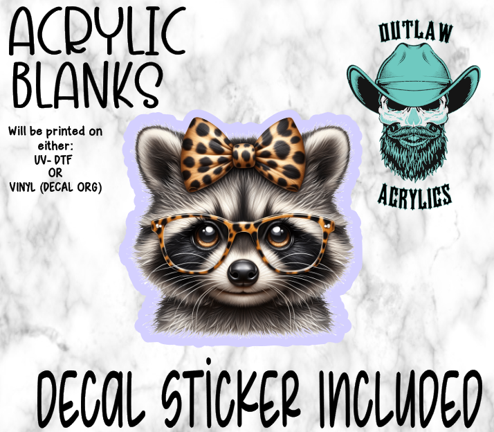 Cute Coon Girl Glasses Acrylic & Decal Set