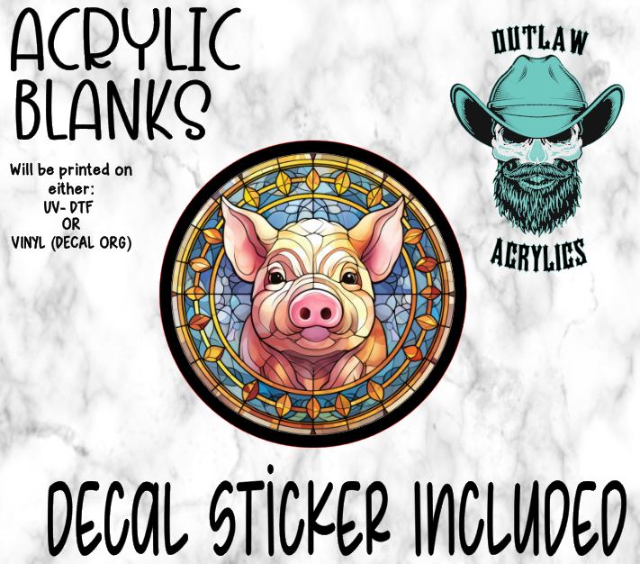 Pig Stained Glass Acrylic & Decal Set