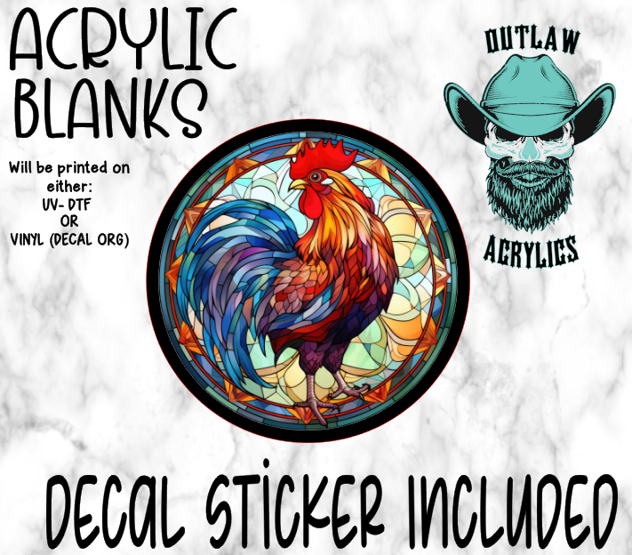 Rooster Stained Glass Acrylic & Decal Set