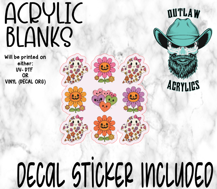 Floral Retro Ghost Style Acrylic & Decal Set
