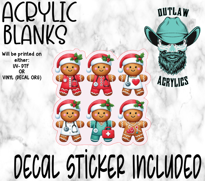 Gingerbread Nurses Acrylic & Decal Set