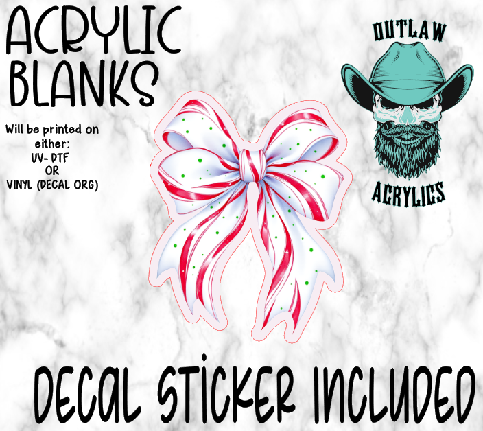 Candy Cane Bow Acrylic & Decal Set