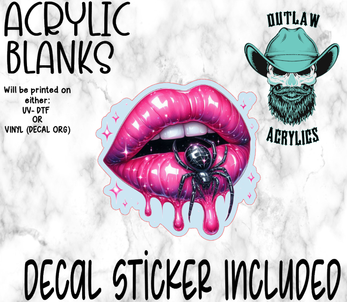 Pink Spidy Lips Acrylic & Decal Set