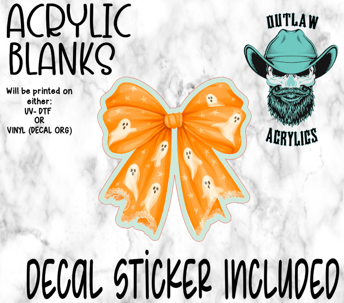 Orange Ghost Bow Acrylic & Decal Set