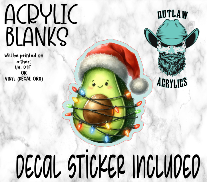 Festive Happy Avocado Acrylic & Decal Set
